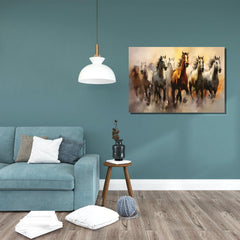 Rangoli Seven Running Horses Vastu Canvas Art