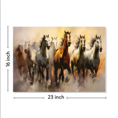 Rangoli Seven Running Horses Vastu Canvas Art