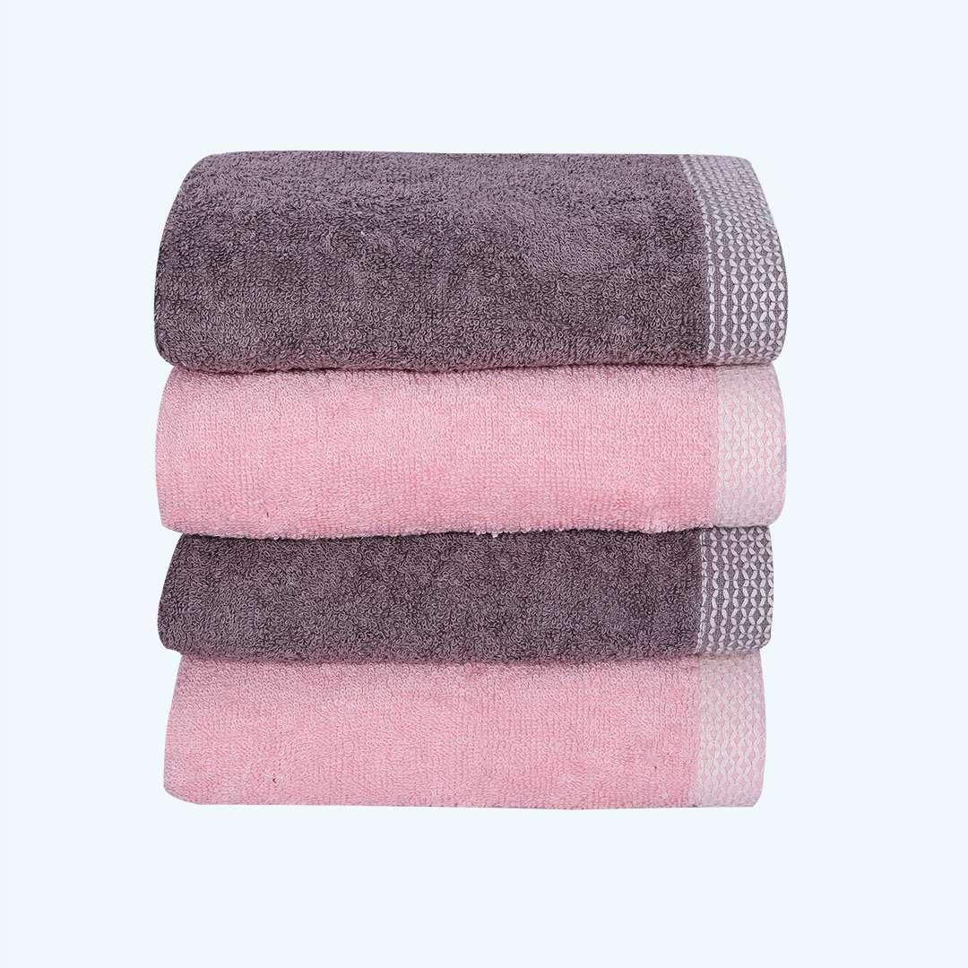 500 GSM Bamboo Hand Towels Set Of 4 - Peach & Ash Grey | Ultra Soft & Highly Absorbent Towels - Rangoli