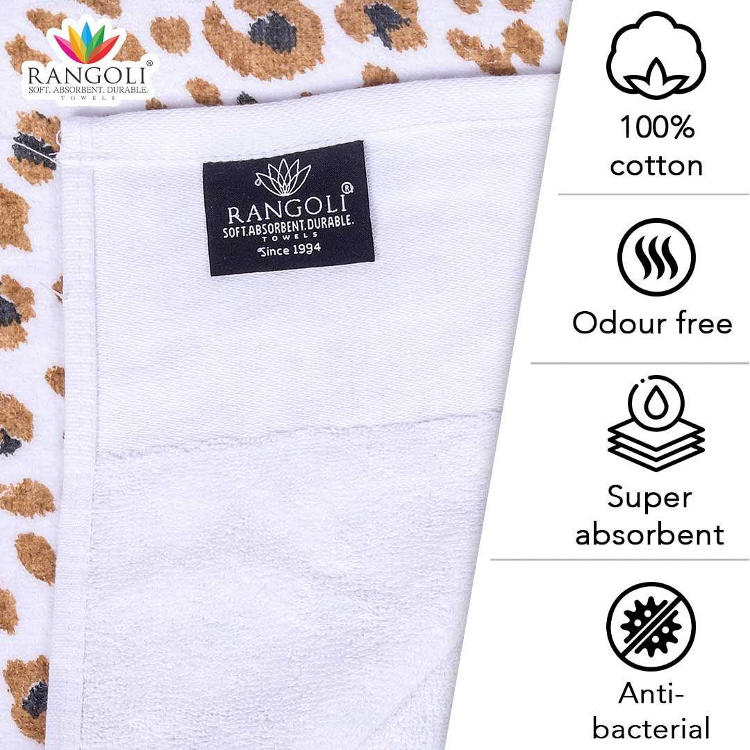 Snow Leopard 100% Cotton Hand Towel Set of 2, 500 GSM - Features