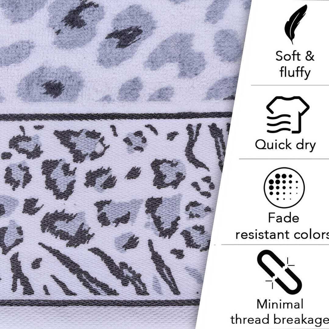 Snow Leopard 100% Cotton Hand Towel Set of 2, 500 GSM - Features