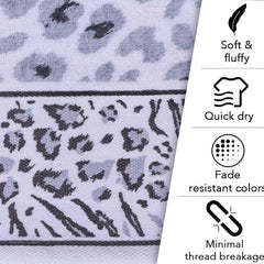 Snow Leopard 100% Cotton Hand Towel Set of 2, 500 GSM - Features