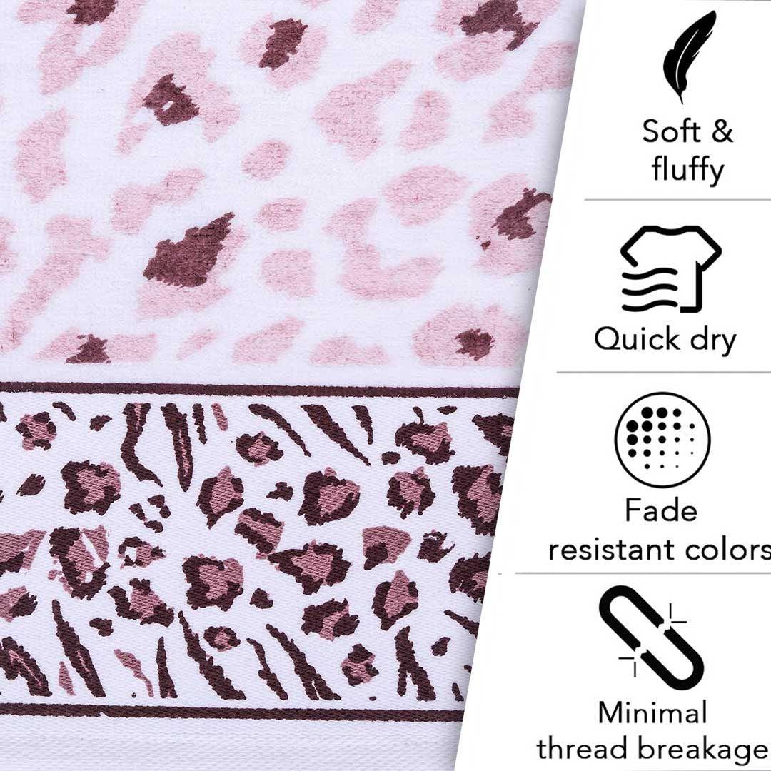 Snow Leopard 100% Cotton Hand Towel Set of 2, 500 GSM - Features
