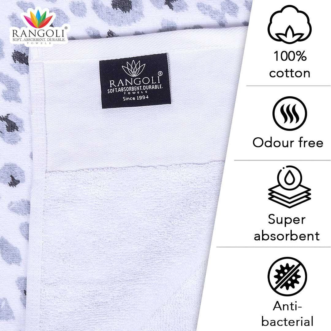Snow Leopard 100% Cotton Hand Towel Set of 2, 500 GSM - Features