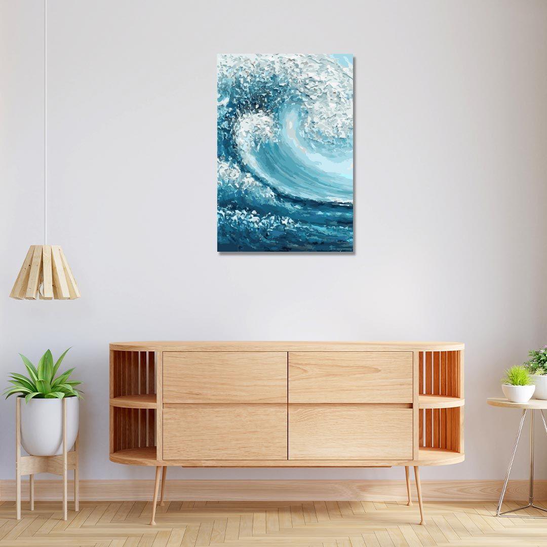 Rangoli wooden stretched water wave art for home décor