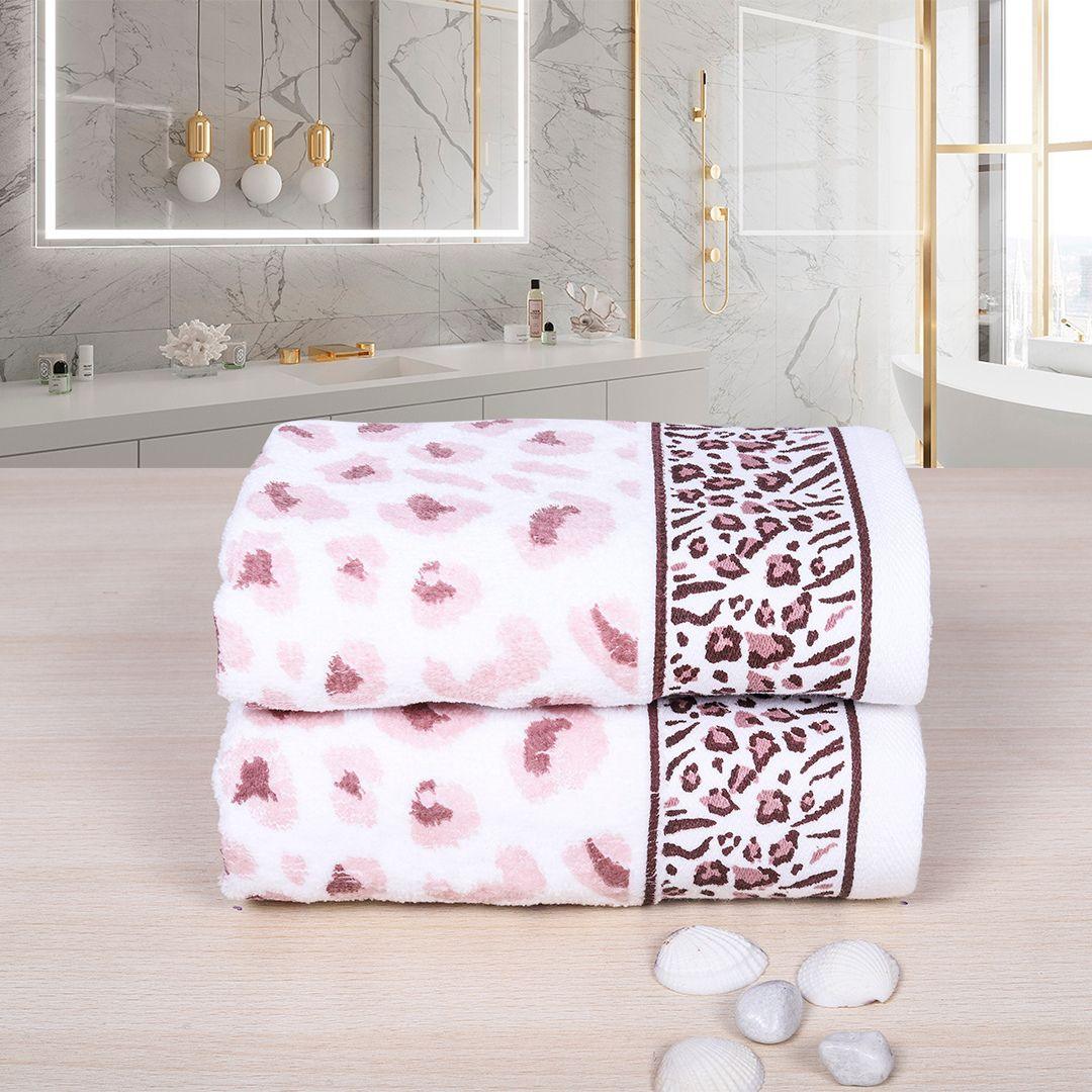 Snow Leopard 100% Cotton Hand Towel Set of 2, 500 GSM - Purple