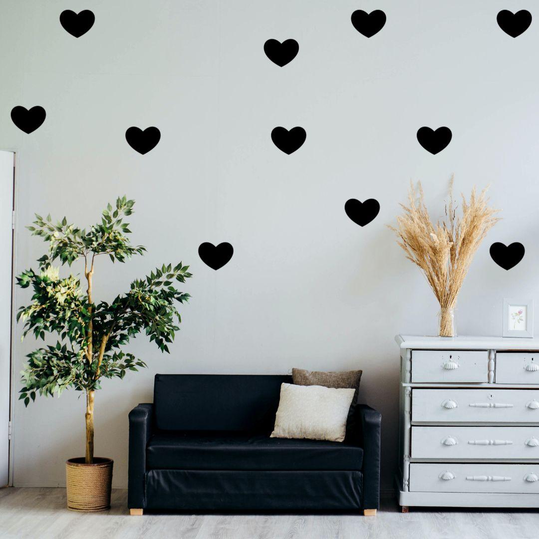 Hearts Wall Sticker (PVC Vinyl, (7 cm x 5.5 cm) x 112 pieces, Self-adhesive) - Rangoli