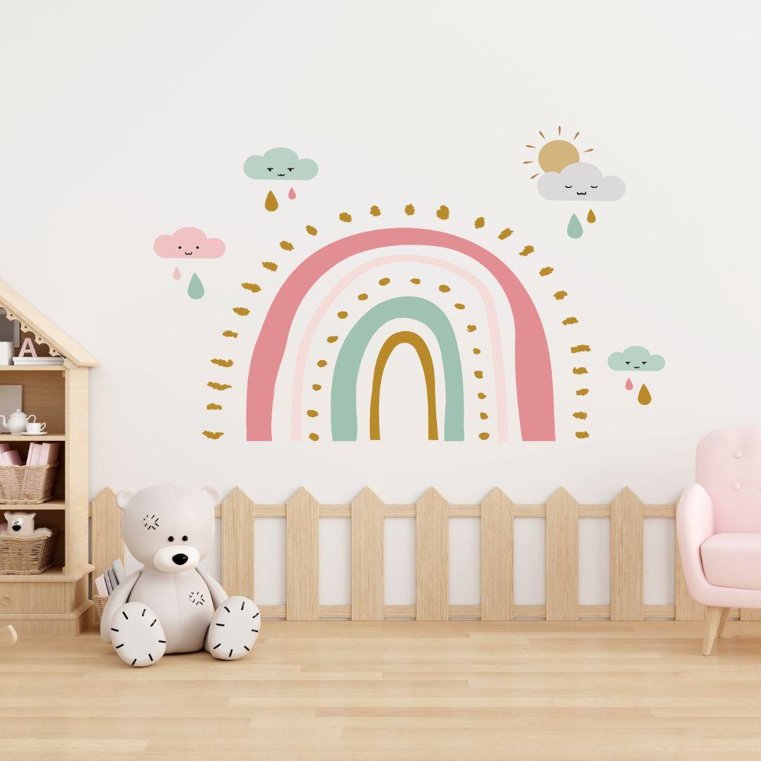 Rainbow Illustrations Wall Sticker (PVC Vinyl, 145 cm x 120 cm, Self-adhesive)  - Rangoli