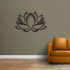 Black Lotus Wall Sticker (PVC Vinyl, 85 cm x 55 cm, Self-adhesive) - Rangoli