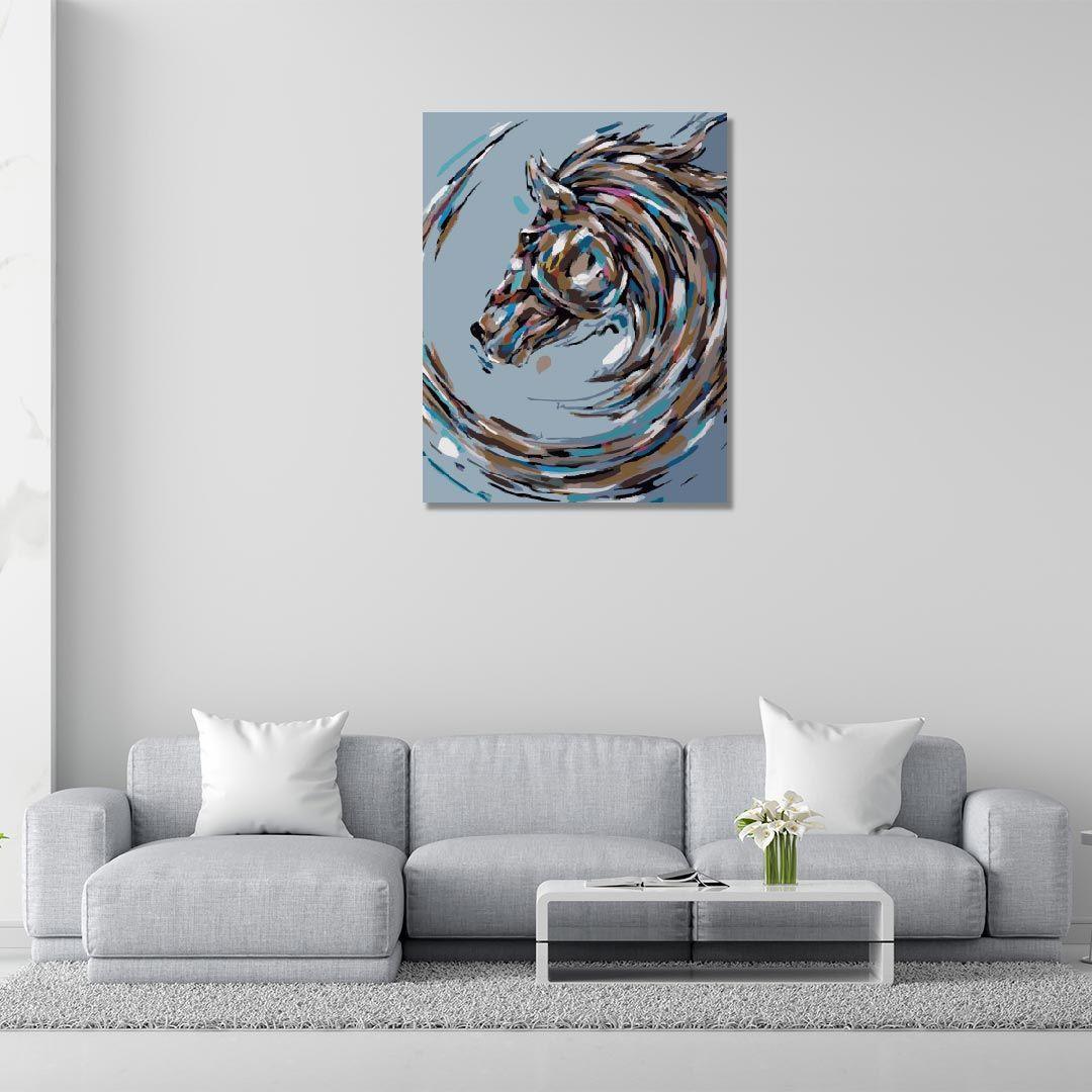 Rangoli wooden stretched acrylic horse art for home décor