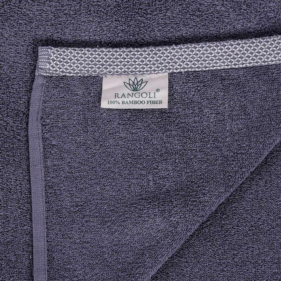 500 GSM Bamboo Hand Towel Set Of 2 - Dark Grey | Ultra Soft & Highly Absorbent Towels - Rangoli