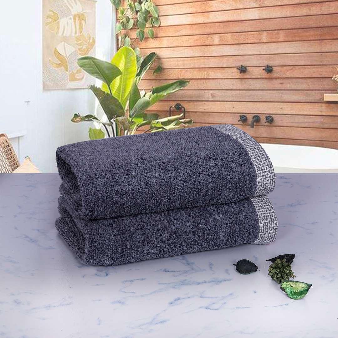 500 GSM Bamboo Hand Towel Set Of 2 - Dark Grey | Ultra Soft & Highly Absorbent Towels - Rangoli