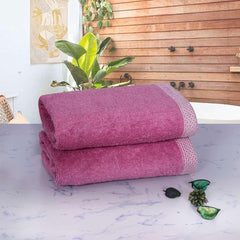 500 GSM Bamboo Hand Towel Set Of 2 - Purple | Ultra Soft & Highly Absorbent Towels - Rangoli