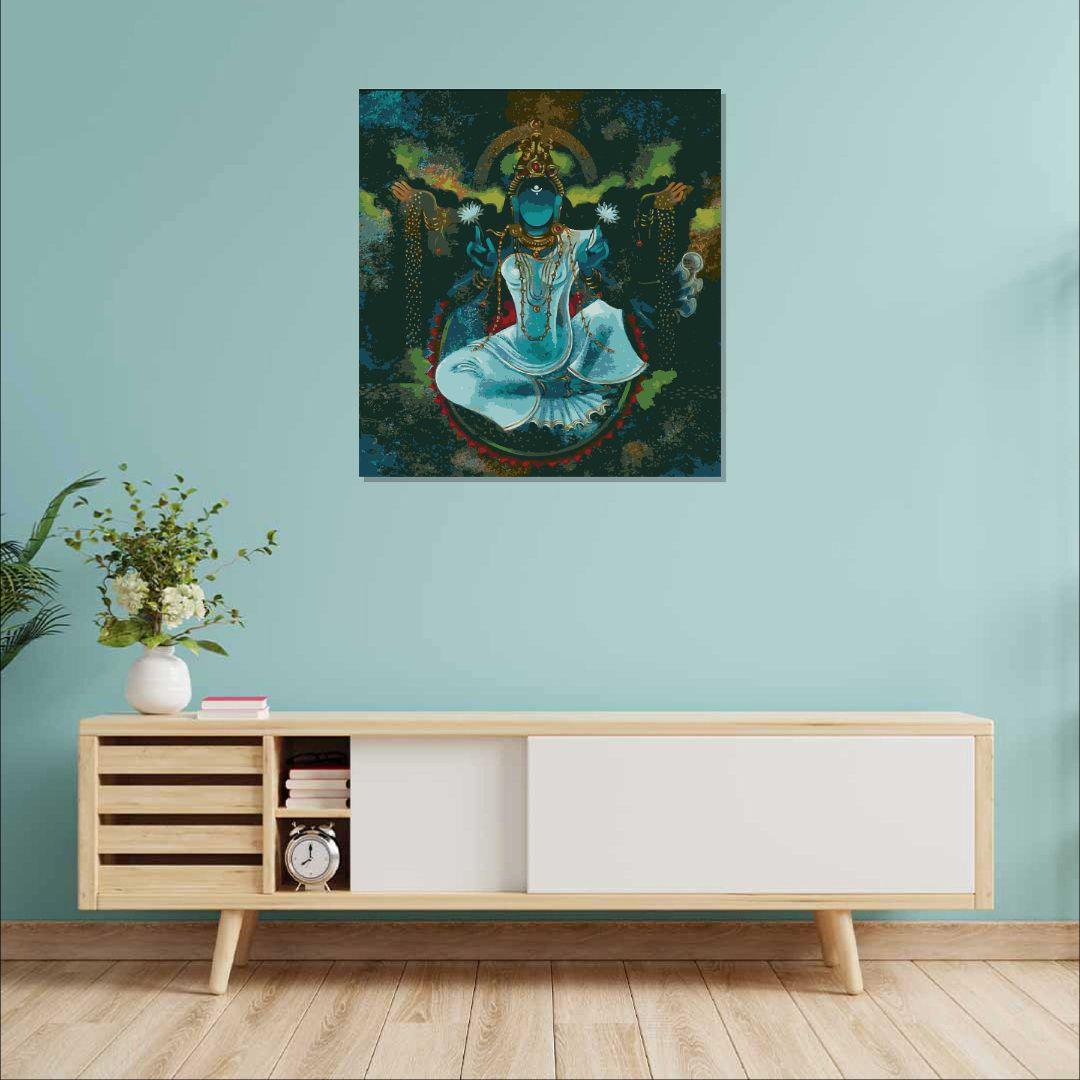 Goddess Lakshmi Canvas Painting For Well Decor