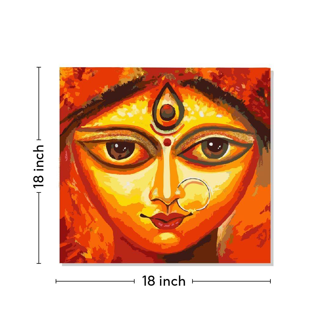 goddess Durga Canvas Well Canvas painting 18x18 Inch